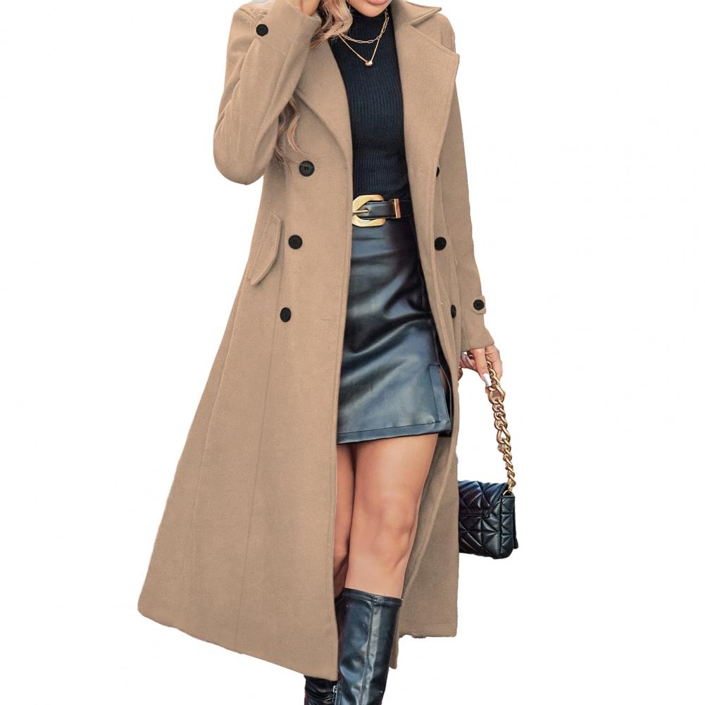 Wool Coat Peacoat - レディース冬用オーバーコート 女性用ロングウールコート ダブルブレストピーコート クラシックノッチラペル トレンチコート カジュアル秋冬用オーバーコート