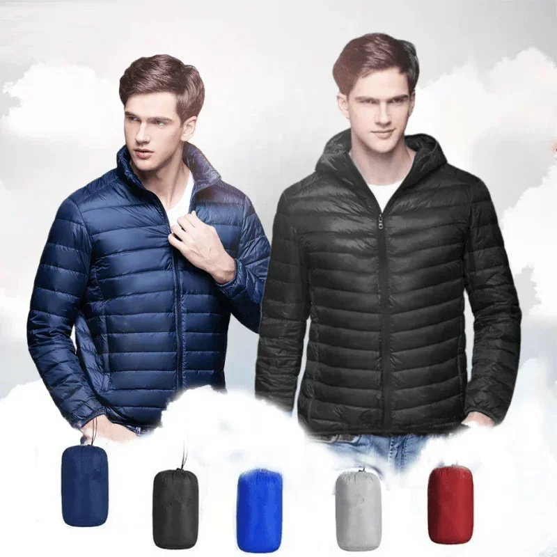 Down Jacket Packable - UETEEY 2024 秋冬ホワイトダックダウンジャケット男性軽量暖かい防水カジュアルアウトドアポータブル男性フグコート