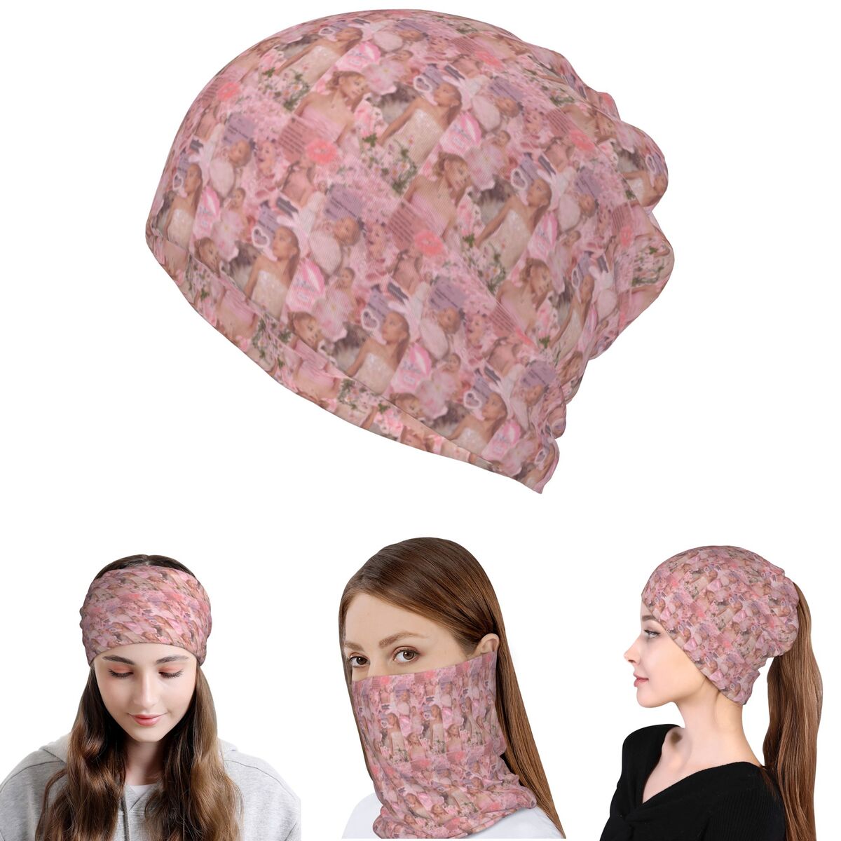 Knit Beanie Hat Warm - アリアナ・グランデ シンガー バンダナ ネックカバー ラップスカーフ 暖かいバラクラバ