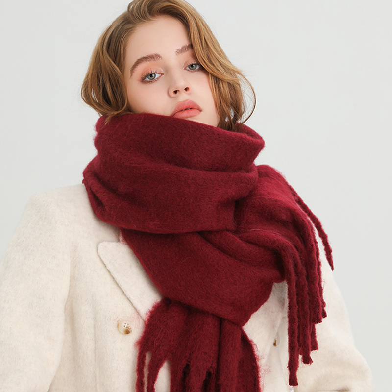 Cashmere Pashmina Wrap - 冬用スカーフ女性用カシミア暖かい固体パシュミナブランケットラップ女性用厚手柔らかいブファダ大きなタッセルショール長いポンチョエシャルペ