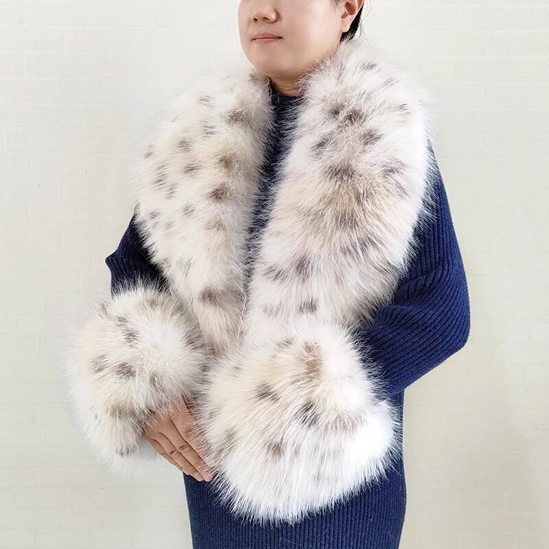 Shawl Wrap Winter - 大きな女性用フェイクフォックスファースカーフ、冬用ジャケット、暖かいふわふわショール、ファッション人工毛皮の襟と袖口セット、ふわふわスカーフ、女性用