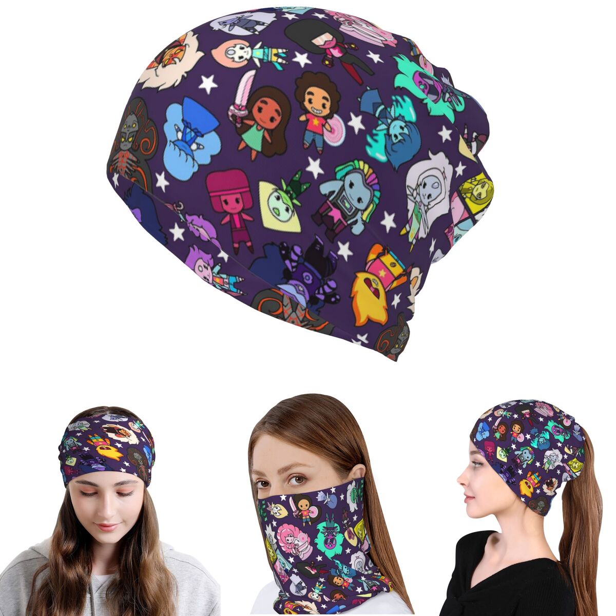 Knit Beanie Hat Warm - クリスタルジェムス スティーブン・ユニバース バンダナ ネックカバー フェイススカーフ 暖かいヘッドバンド