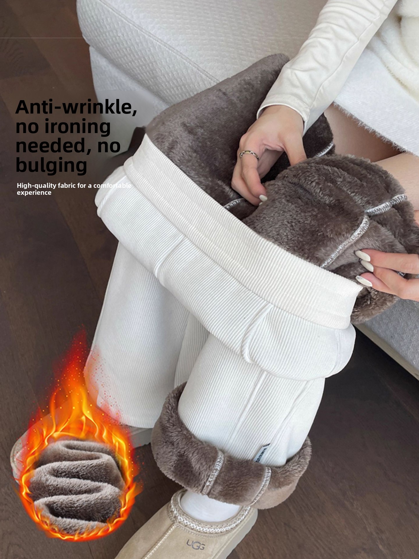 Corduroy Pant Warm - ラムベルベット厚手の女性の秋冬コーデュロイパンツ暖かいフリース裏地付きマイクロフレアパンツハイウエスト通勤スタイル