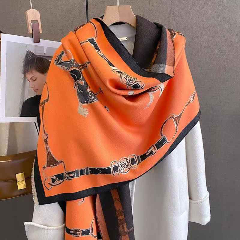 Wool Scarf Men - レトロライダー馬模造カシミヤスカーフユニセックス両面厚みのある防風ネックウォーマー男性と女性のためのスタイリッシュなアクセサリー