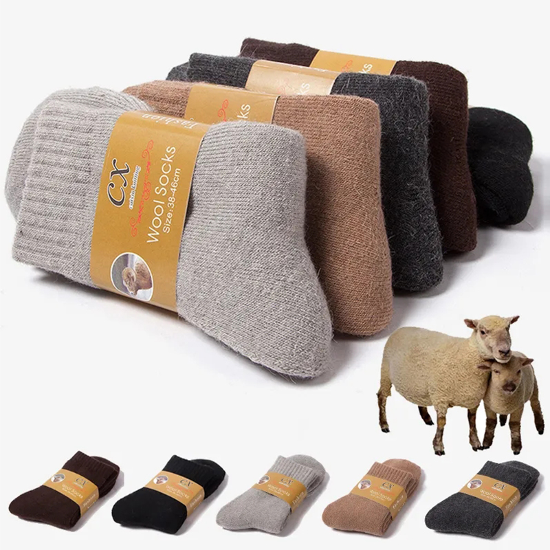 Thermal Sock Wool - 1 ペア冬暖かい女性靴下メリノウール男性超厚い固体に対して寒さ熱豪華な厚い雪テリー靴下