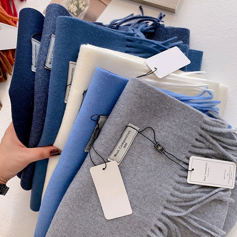 Cashmere Pashmina Wrap - 2024 冬のウールスカーフ女性のためのロング暖かいカシミヤスカーフヒジャブ固体女性ショールラップ女性パシュミナバンダナヘッドスカーフ新