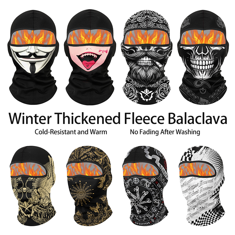 Balaclava Ski Mask - 冬暖かいプラスベルベットバラクラバオートバイ防寒スカーフスキーフルフェイスマスクスカルクラウン防風ネックカバーサイクリングキャップ