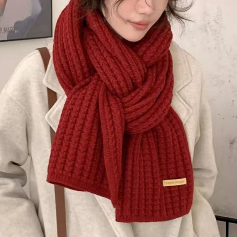 厚手のケーブルニット暖かいカシミヤスカーフネッカチーフ冬用ロ - Wool Scarf Men のレビューと価格