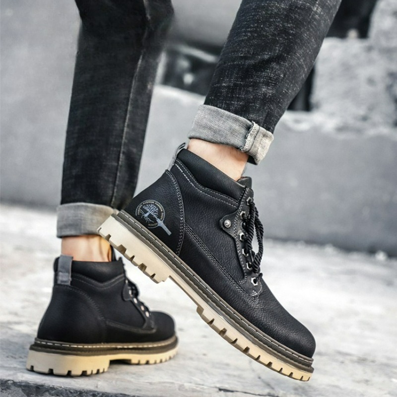 メンズブーツハイトップカジュアルシューズ秋冬レトロ防水アンク - Waterproof Winter Boot のレビューと価格