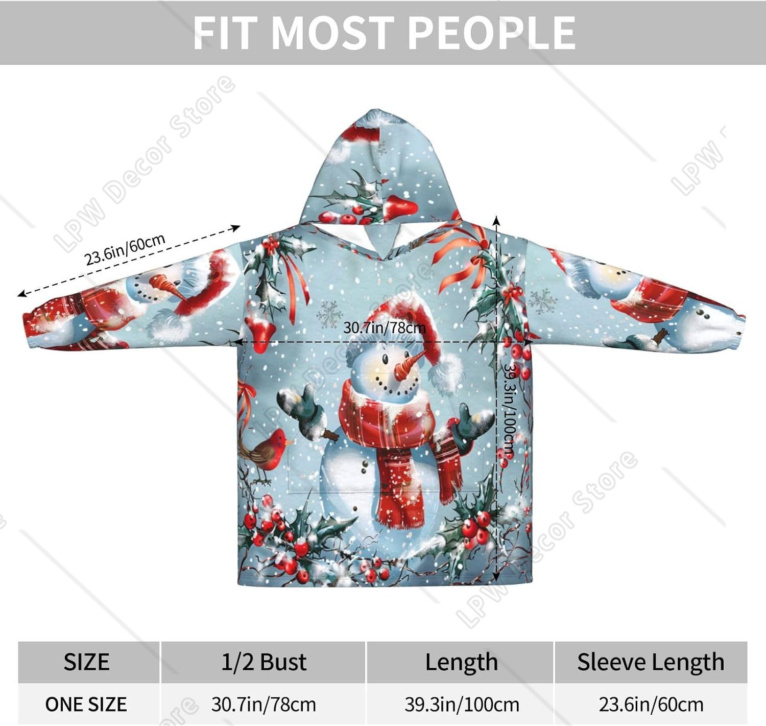 クリスマス雪だるま着用可能なブランケットパーカー冬用雪だるま - Sherpa Hoodie Fleece のレビューと価格