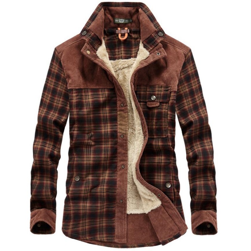 メンズジャケット 冬用 防風 暖かい カジュアルシャツ チェ - Flannel Shirt Lined のレビューと価格