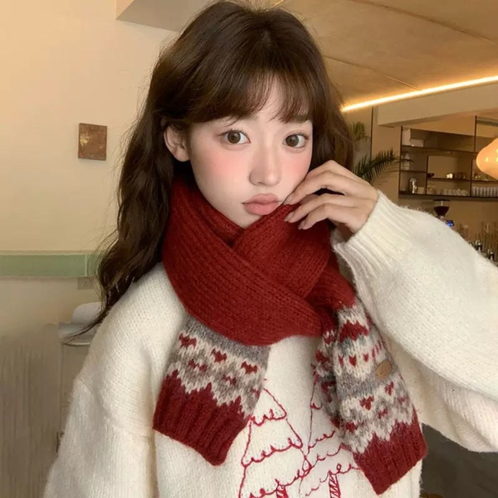 クラシックウールジャカードニットスカーフ厚手冬用カシミヤスカ - Wool Scarf Men のレビューと価格