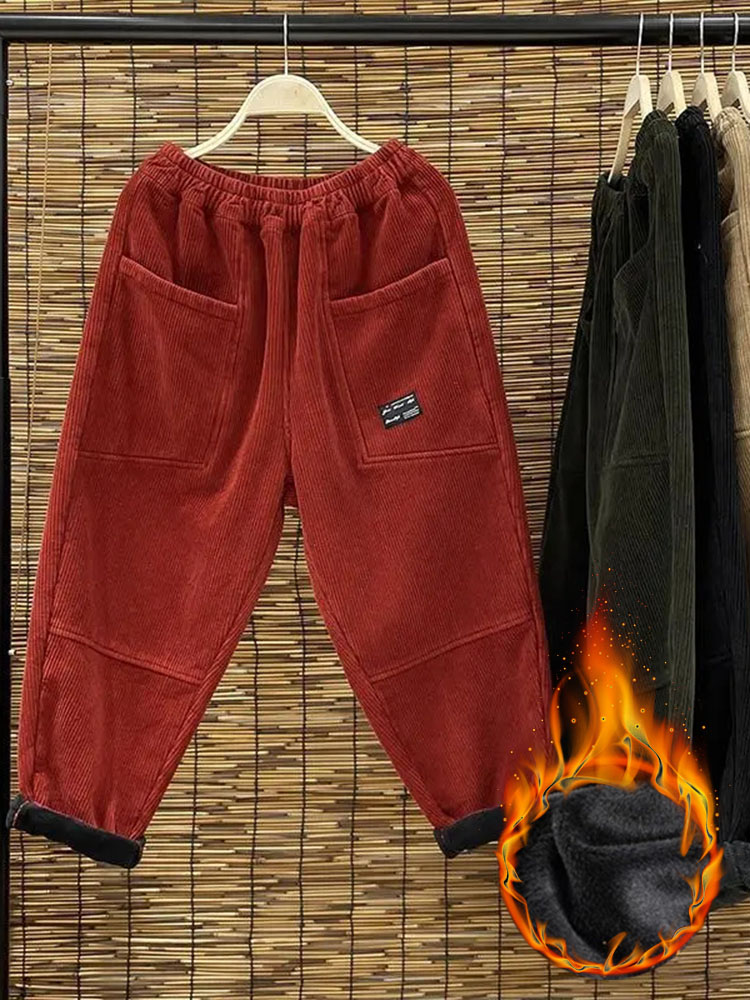 女性用ハイウエストコーデュロイパンツ,足首までの長さ,カジュ - Corduroy Pant Warm のレビューと価格
