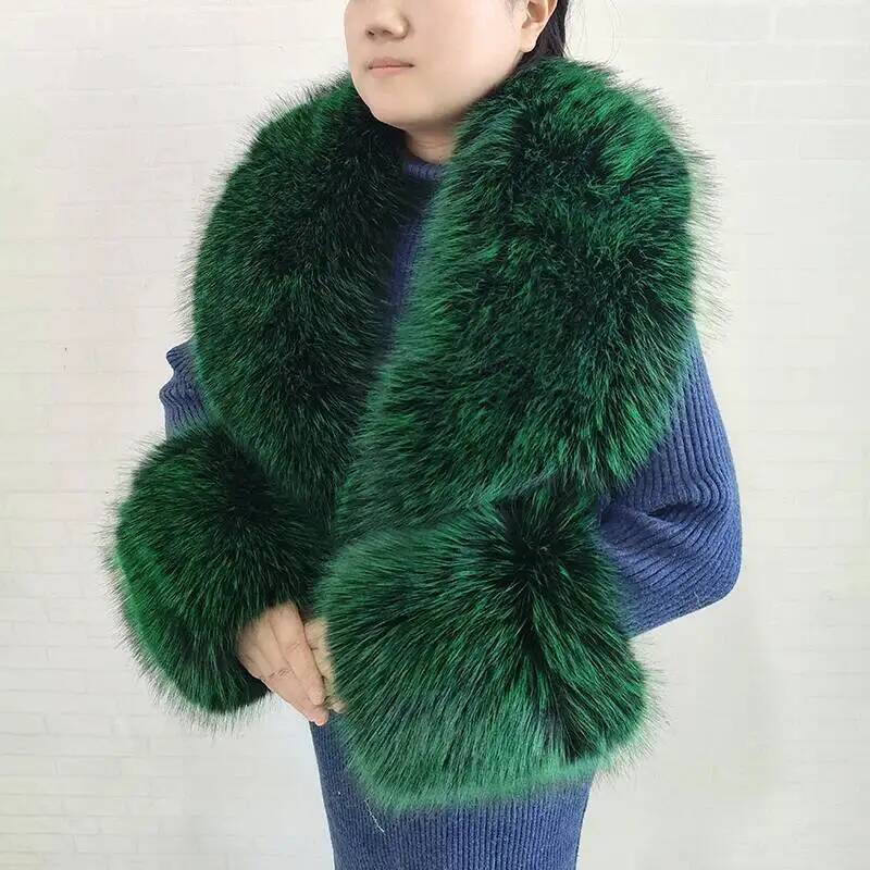 大きな女性用フェイクフォックスファースカーフ、冬用ジャケット - Shawl Wrap Winter のレビューと価格