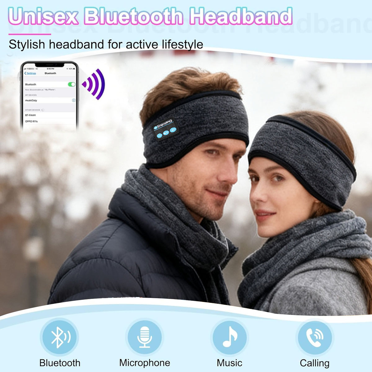 ワイヤレス Bluetooth ヘッドフォン ヘッドバンド  - Winter Headband Fleece のレビューと価格