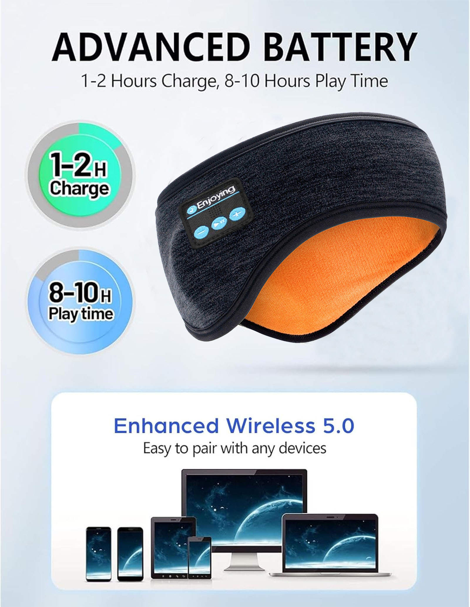 ワイヤレス Bluetooth ヘッドフォン ヘッドバンド  - Winter Headband Fleece のレビューと価格