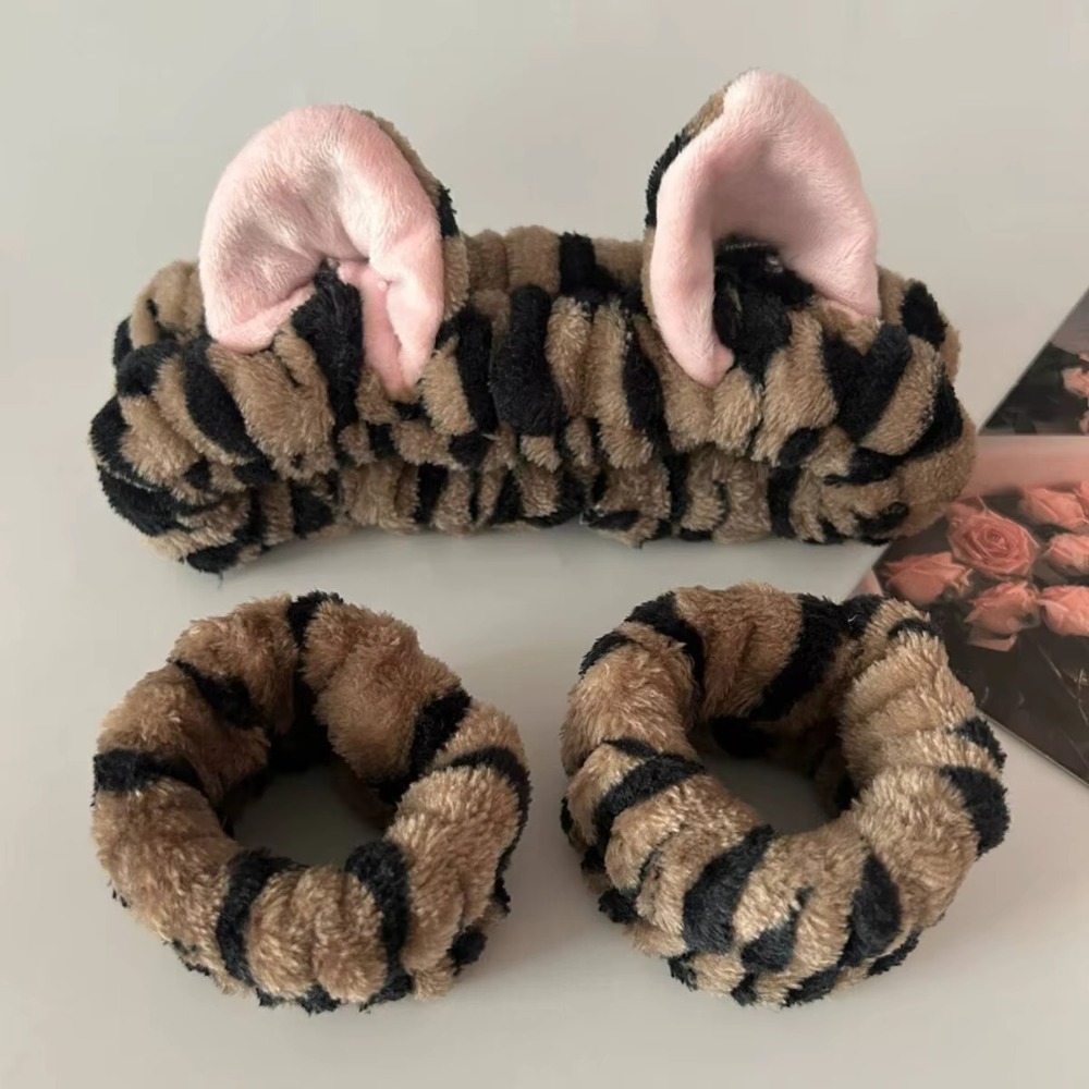 3 ピース/セットヒョウ柄かわいい猫耳ぬいぐるみヘッドバンド - Winter Headband Fleece のレビューと価格