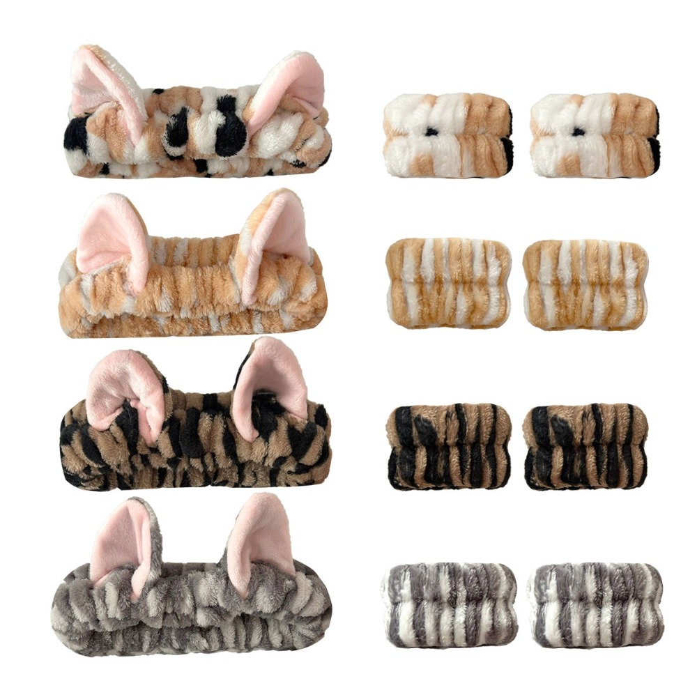3 ピース/セットヒョウ柄かわいい猫耳ぬいぐるみヘッドバンド - Winter Headband Fleece のレビューと価格