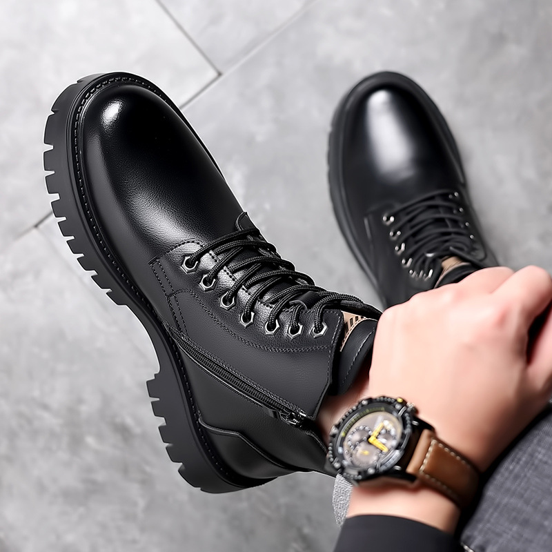 男性クラシック本革ブーツ秋冬防水暖かいプラットフォーム作業靴 - Waterproof Winter Boot のレビューと価格