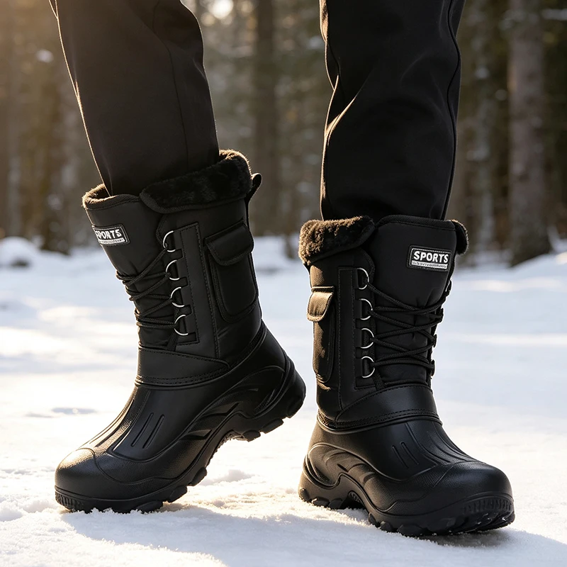 男性冬のスノーブーツ屋外釣り靴雪トレッキングシューズ男性屋外 - Waterproof Winter Boot のレビューと価格