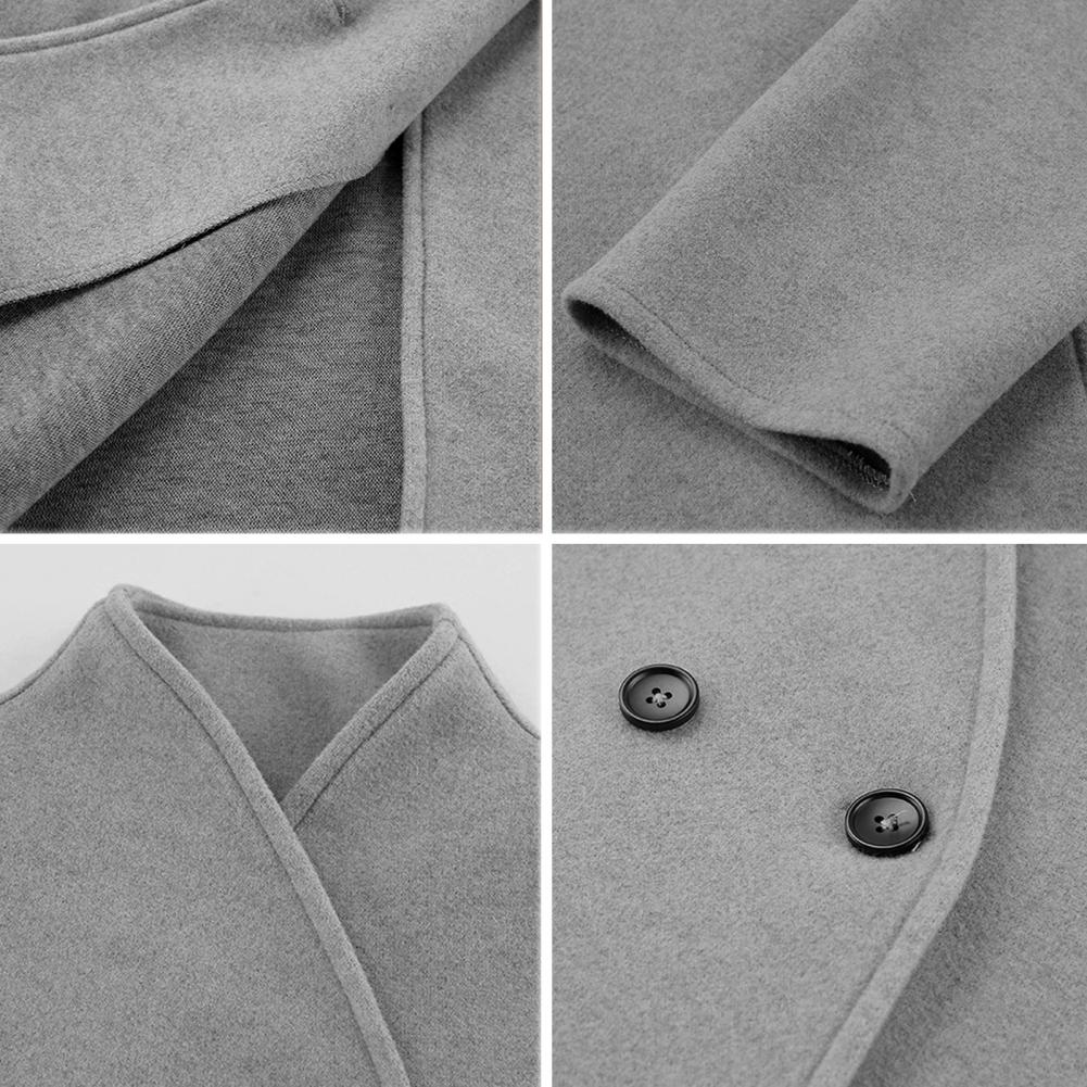 レディースオーバーコート、冬用クロップドウールコート、ダブル - Wool Coat Peacoat のレビューと価格
