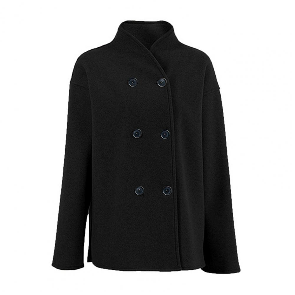 レディースオーバーコート、冬用クロップドウールコート、ダブル - Wool Coat Peacoat のレビューと価格