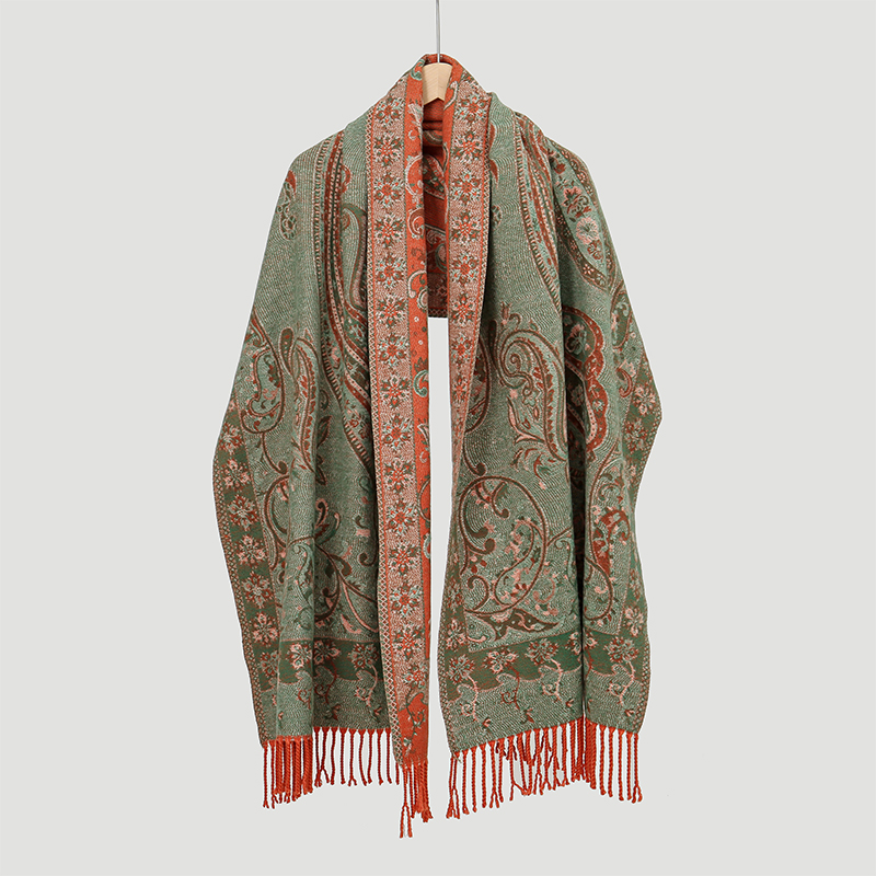 女性のためのエスニックスタイルのペイズリージャカードスカーフ - Cashmere Pashmina Wrap のレビューと価格