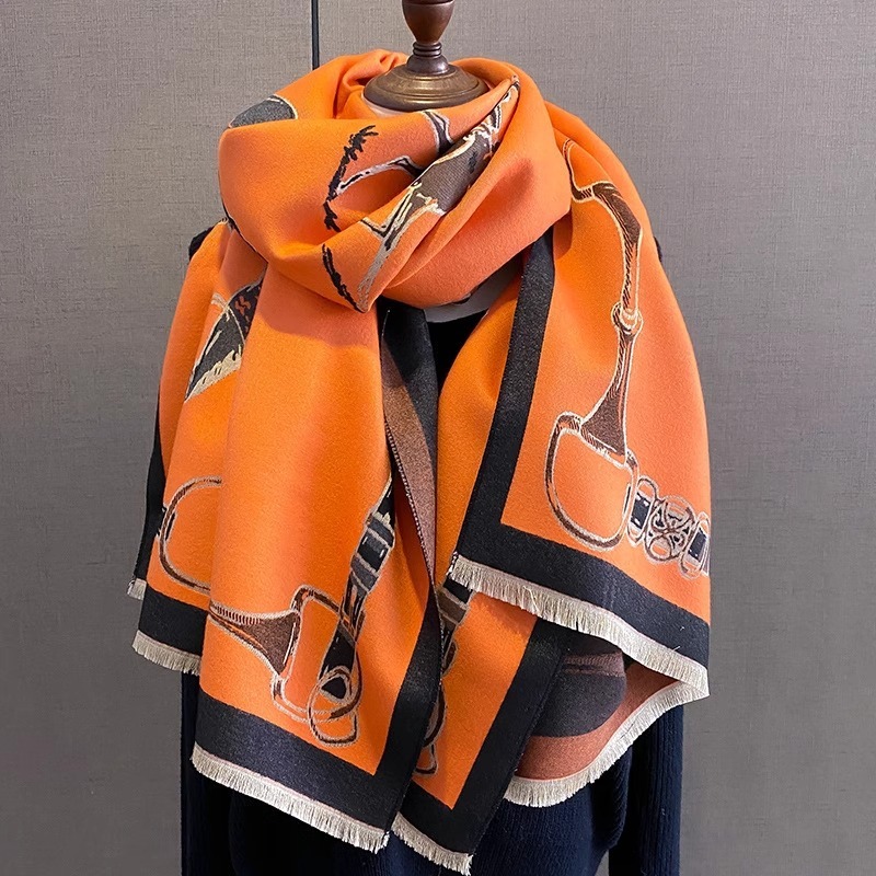 レトロライダー馬模造カシミヤスカーフユニセックス両面厚みのあ - Wool Scarf Men のレビューと価格