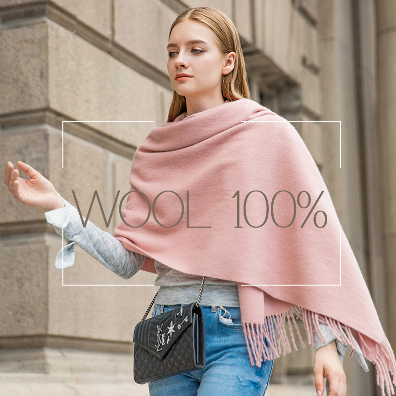 ウール冬のスカーフの女性のファッションショール大人の固体スカ - Shawl Wrap Winter のレビューと価格