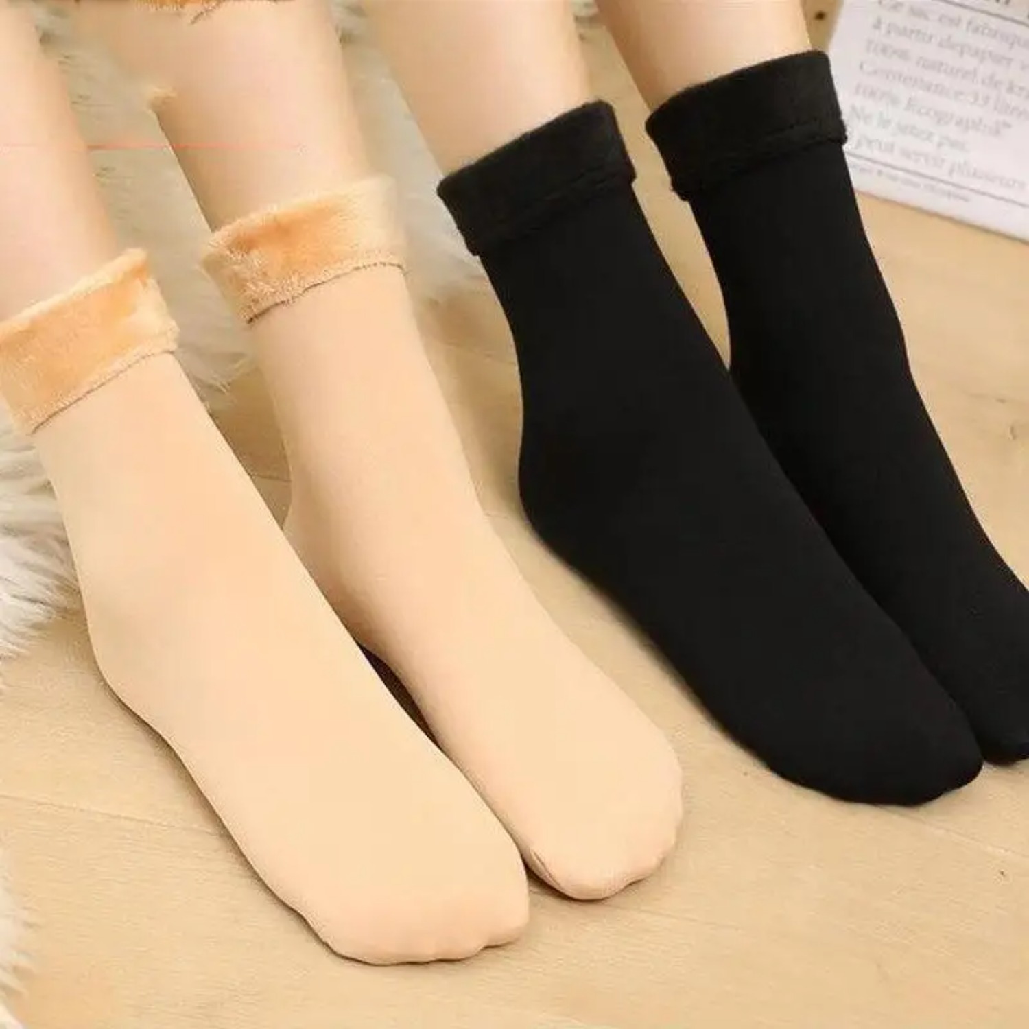 5足組/冬用暖かい無地レディースソックス 厚手サーマルソック - Thermal Sock Wool のレビューと価格