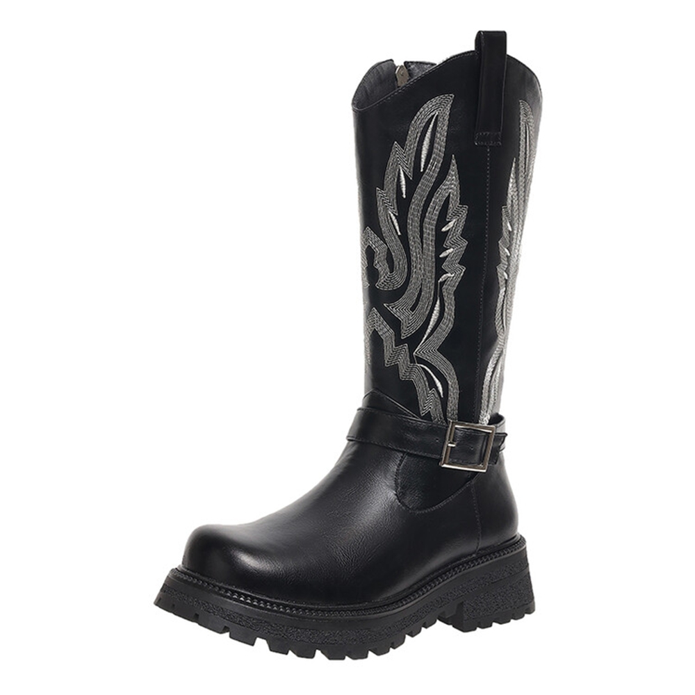 女性ニーハイブーツ厚いヒールラウンドトゥ防水インナージップ刺 - Waterproof Winter Boot のレビューと価格