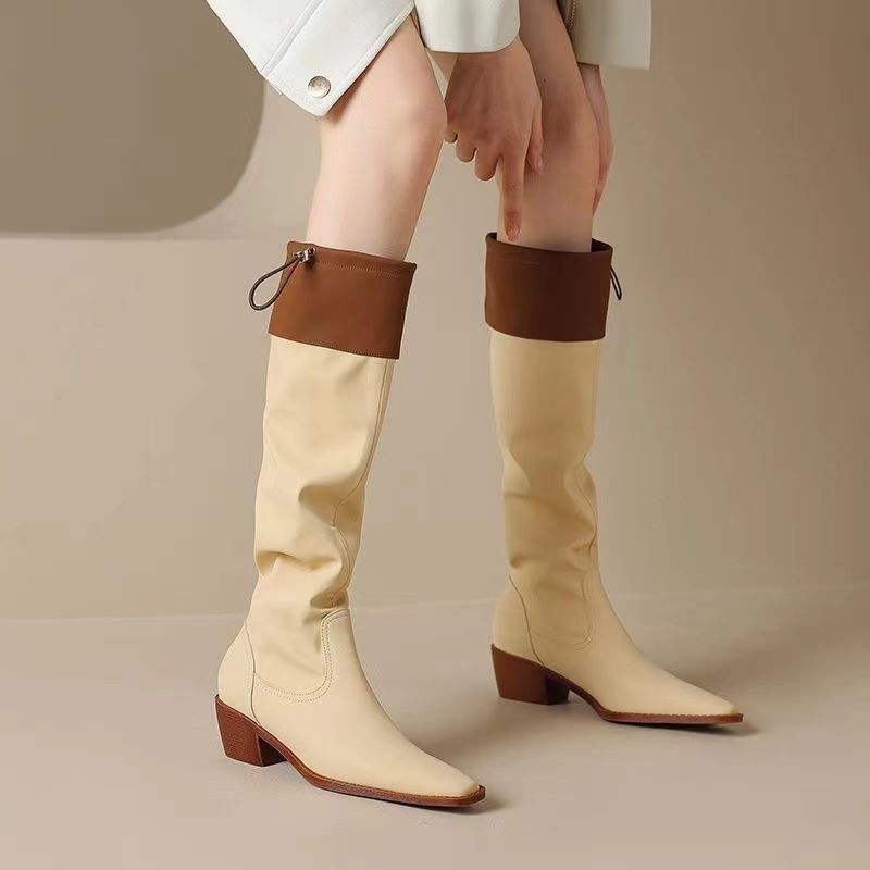 アプリコットスクエアトゥレディースロングブーツ防水ファッショ - Waterproof Winter Boot のレビューと価格