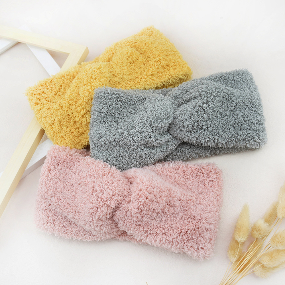 新しいフリースクロスワイドヘッドバンド女性女の子秋冬ソフトヘ - Winter Headband Fleece のレビューと価格