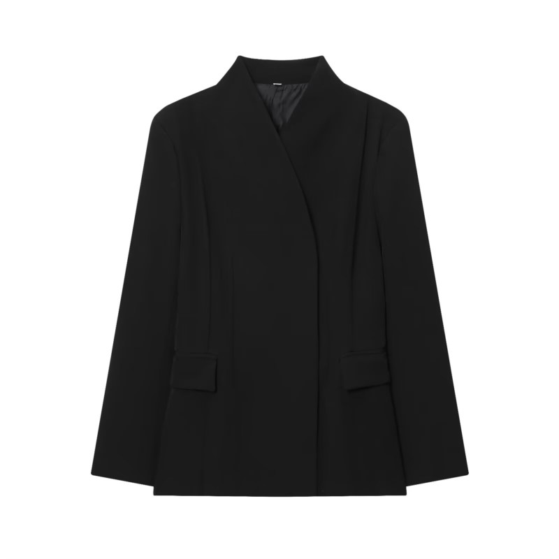 秋の女性用シンプルブレザー、Vネック長袖、カジュアルポケット - Down Jacket Packable のレビューと価格