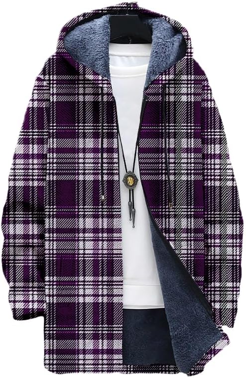 メンズチェック柄カーディガン オーバーサイズ ジップアップ  - Sherpa Hoodie Fleece のレビューと価格
