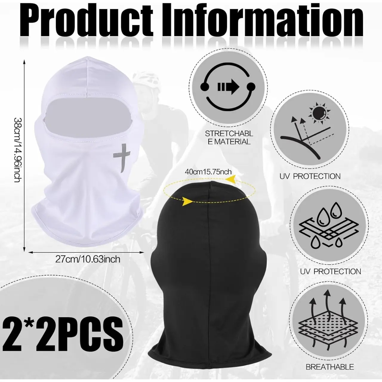 2 個フルフェイスマスクバラクラバスキーカバー UV 防風夏 - Balaclava Ski Mask のレビューと価格