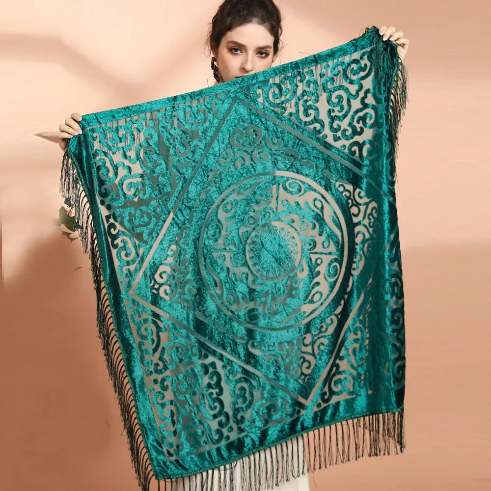 AW25 ベルベット ジャカード ショール タッセル トリム - Shawl Wrap Winter のレビューと価格