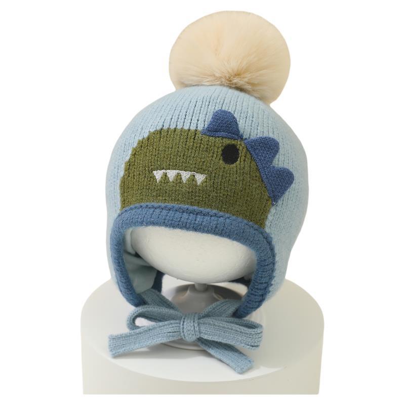 かわいい漫画の動物ポンポン帽子ベビー耳保護冬暖かい幼児ニット - Knit Beanie Hat Warm のレビューと価格