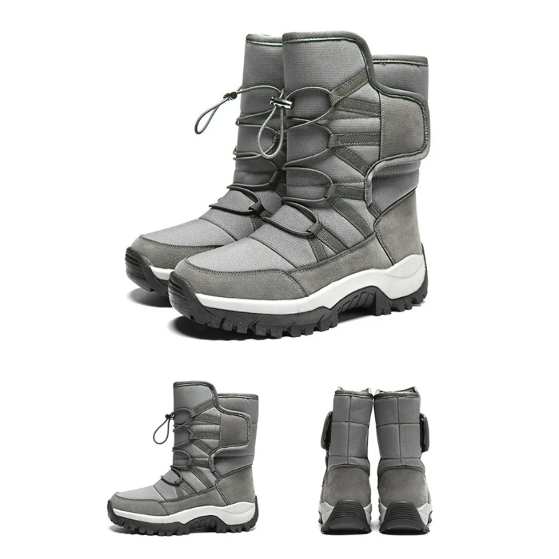 メンズ暖かいプラッシュカップルスノーブーツ、屋外滑り止めハイ - Waterproof Winter Boot のレビューと価格
