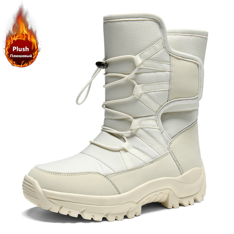 メンズ暖かいプラッシュカップルスノーブーツ、屋外滑り止めハイ - Waterproof Winter Boot のレビューと価格