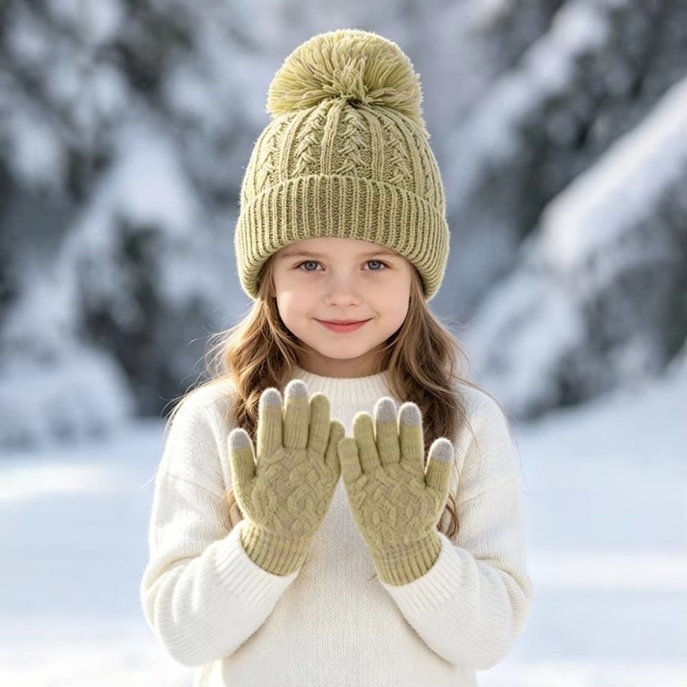 2 ピース/セットファッション冬子供帽子手袋セット裏地防風タ - Touch Screen Gloves のレビューと価格