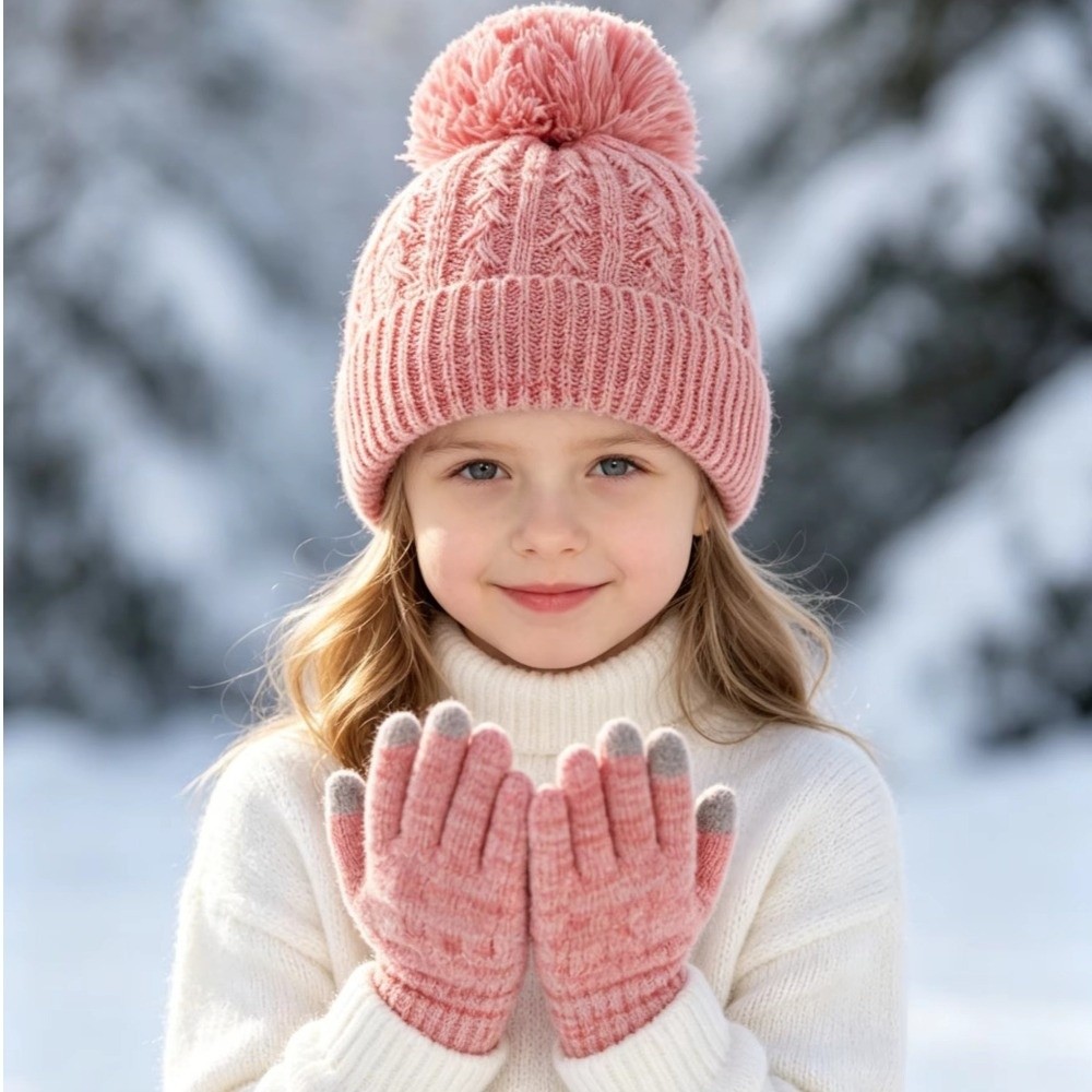 2 ピース/セットファッション冬子供帽子手袋セット裏地防風タ - Touch Screen Gloves のレビューと価格