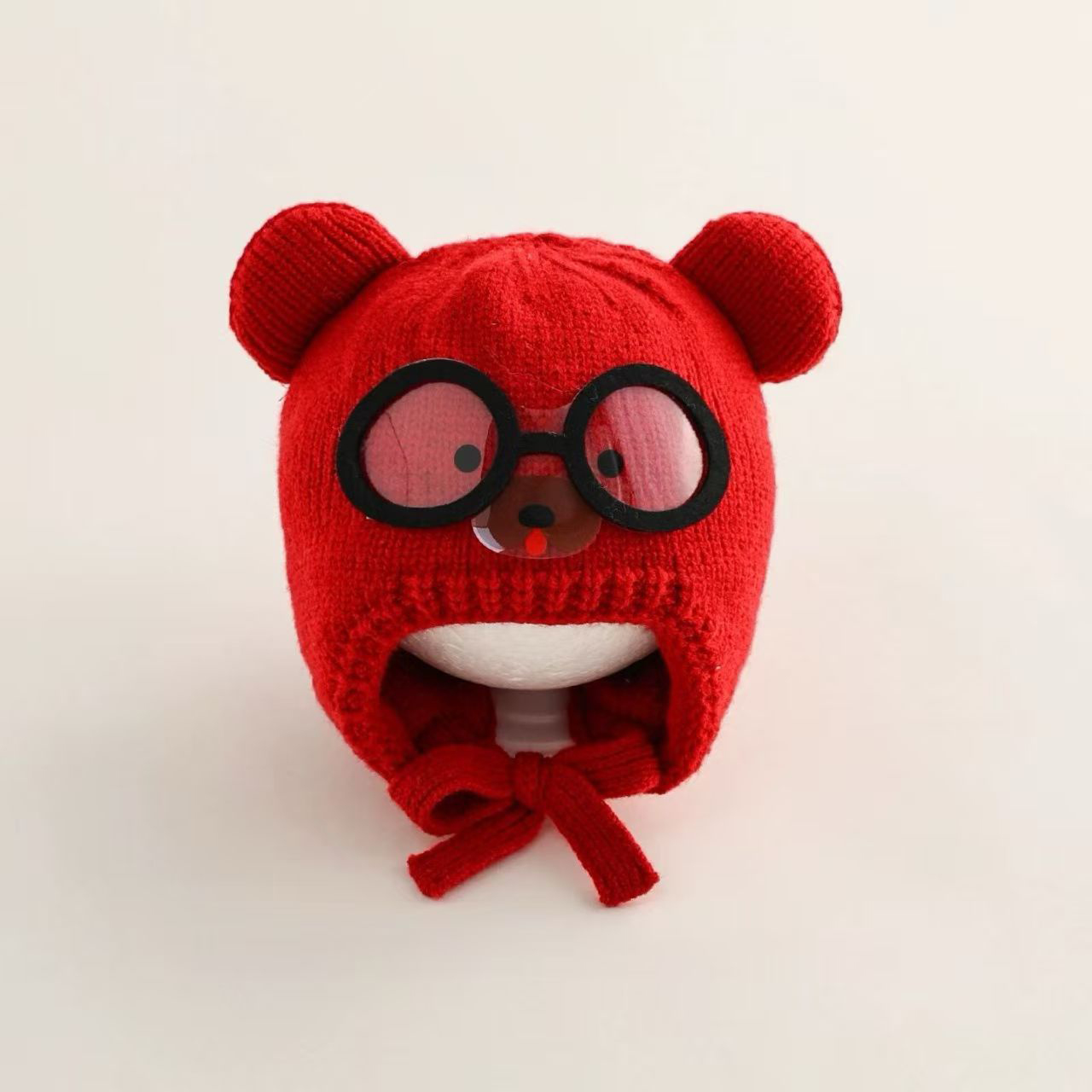 冬暖かいベビービーニー帽子漫画かわいいウールニット耳保護レー - Knit Beanie Hat Warm のレビューと価格