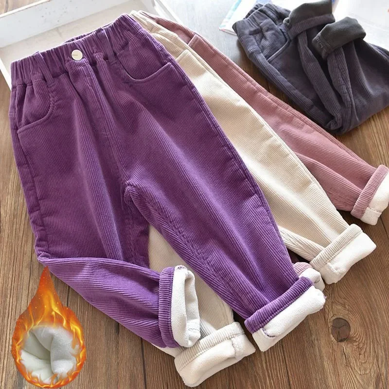 女の子用コーデュロイパンツ 冬用暖かいフリース裏地付き厚手パ - Corduroy Pant Warm のレビューと価格