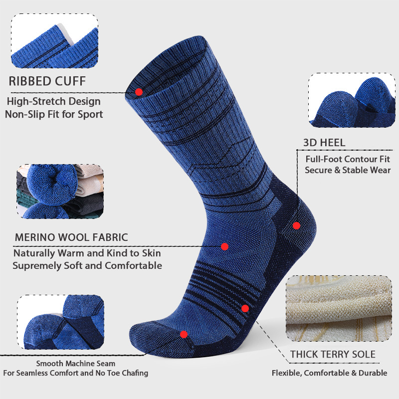 メリノウールブーツソックス、保温性のある暖かい冬用厚手クッシ - Thermal Sock Wool のレビューと価格