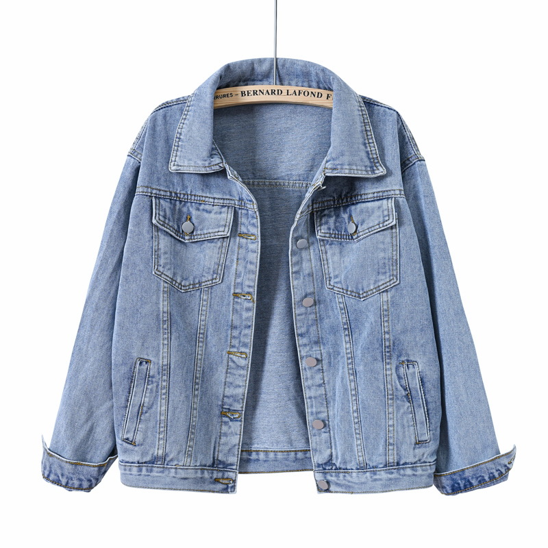 女性のための無地のデニムコート,春と秋の服,ルーズフィット, - Down Jacket Packable のレビューと価格