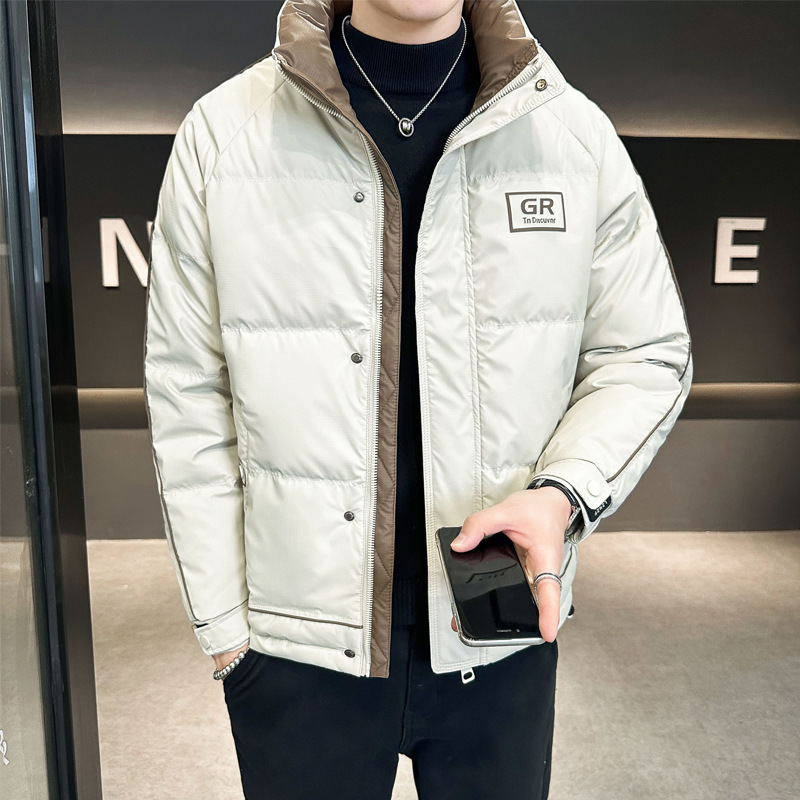男性用の白いダックダウンジャケット,文字がプリントされた豪華 - Down Jacket Packable のレビューと価格