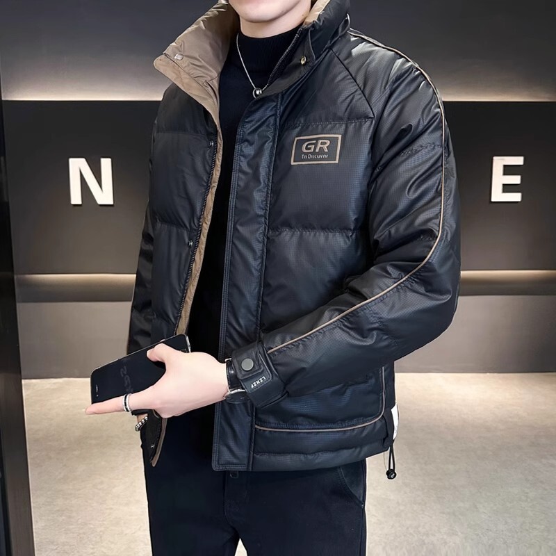 男性用の白いダックダウンジャケット,文字がプリントされた豪華 - Down Jacket Packable のレビューと価格