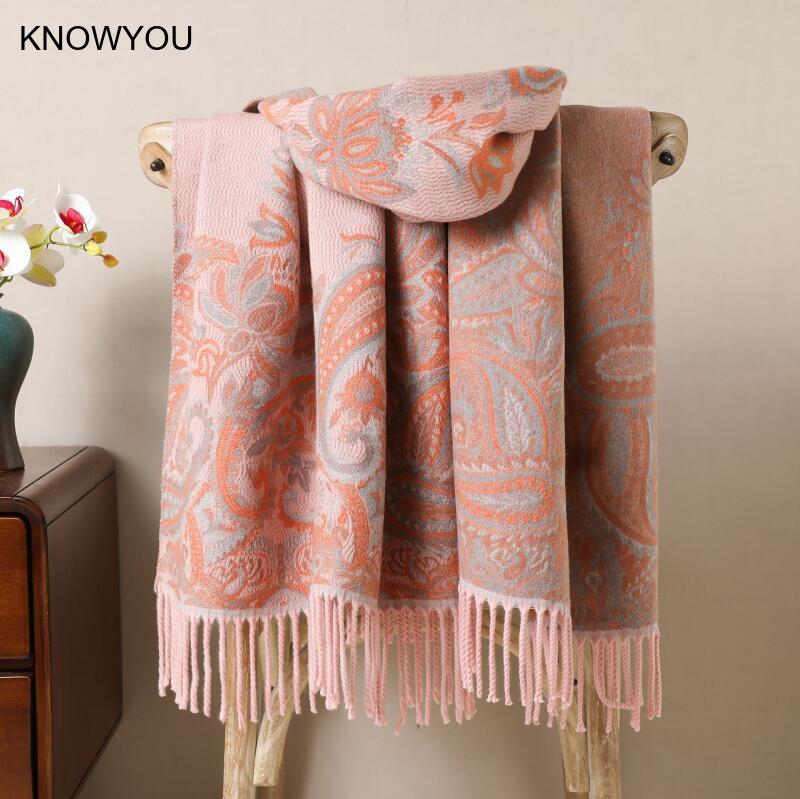 リバーシブルジャカード暖かいカシミヤ混紡レディースヒジャブエ - Cashmere Pashmina Wrap のレビューと価格
